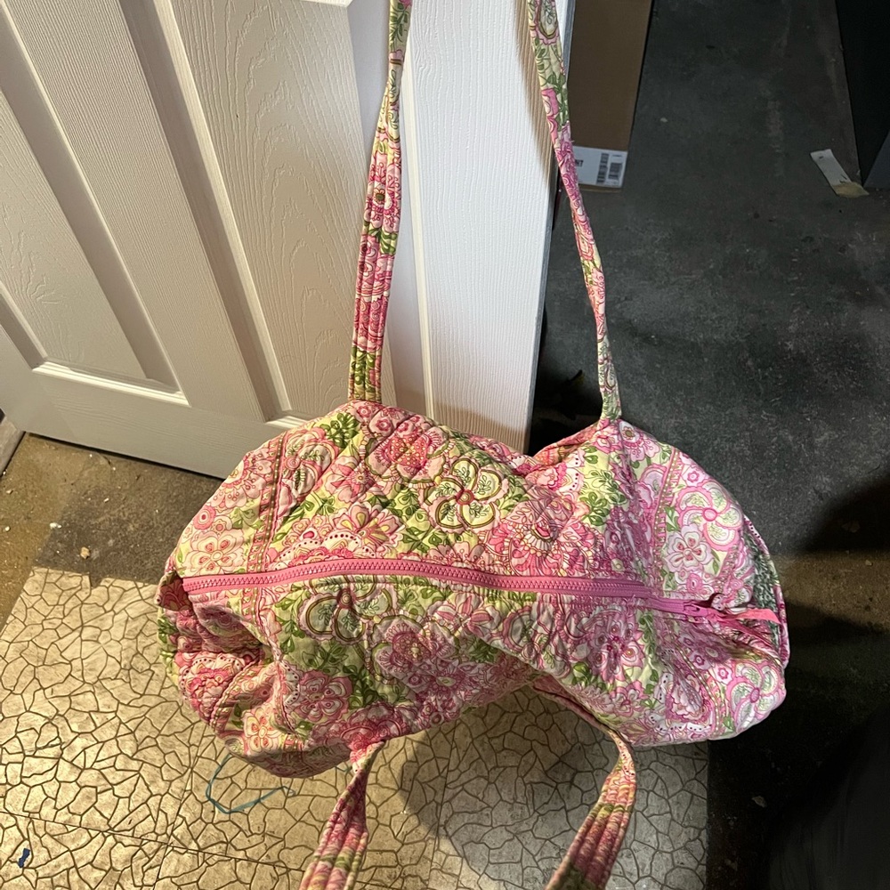 Vera Bradley Pink and Green Quilted Travel Bag